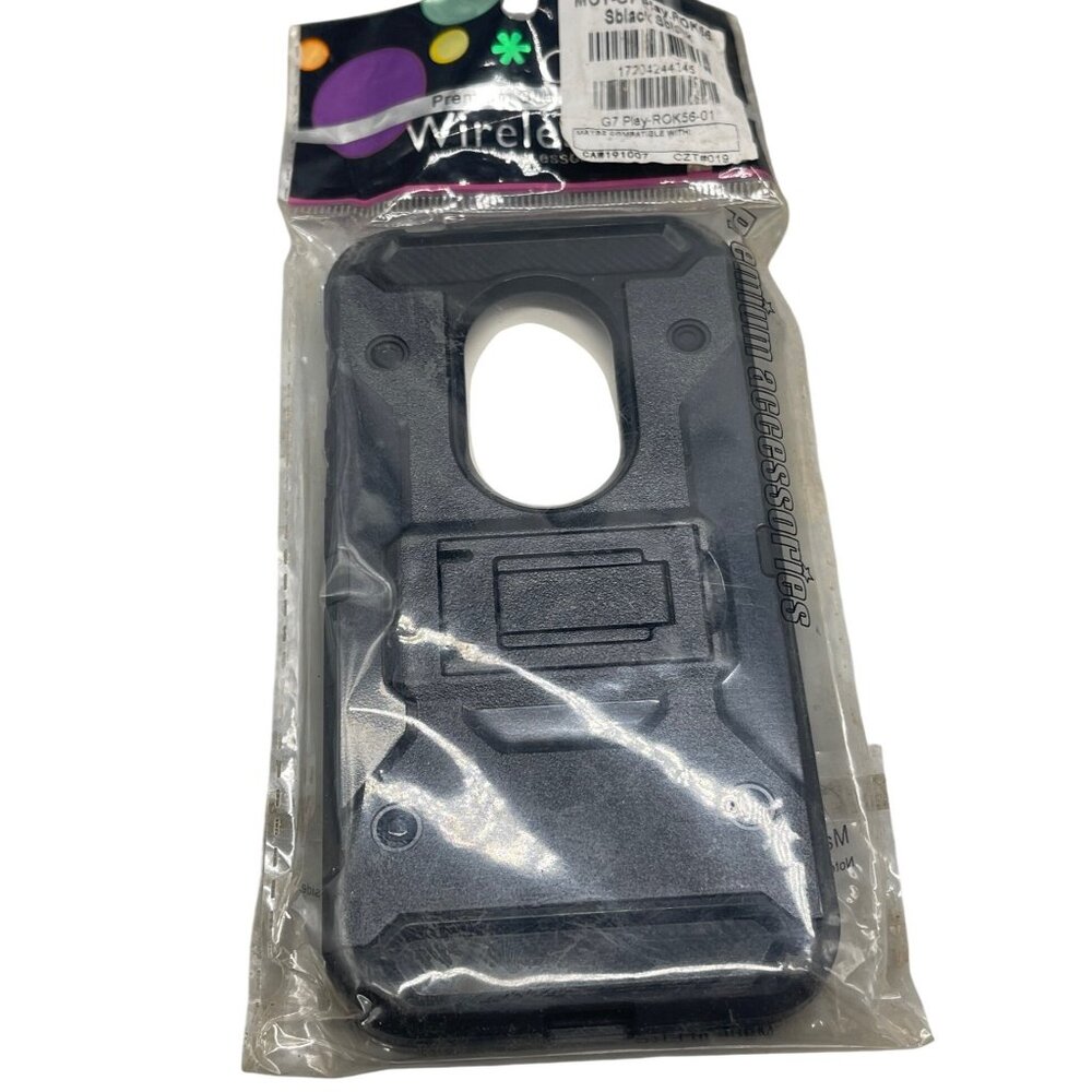 premium quality wireless accessories case mot G7 play rok56 sblack 3x6" NEW